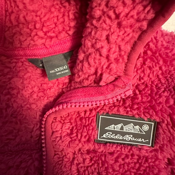 Girls Eddie Bauer Fuzzy Zip Up XXS size 4 Hot Pink - Picture 2 of 4